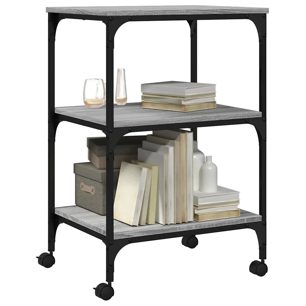 Supporto Stampante 3 Piani Grigio Sonoma 50x41x75 Multistrato 842289