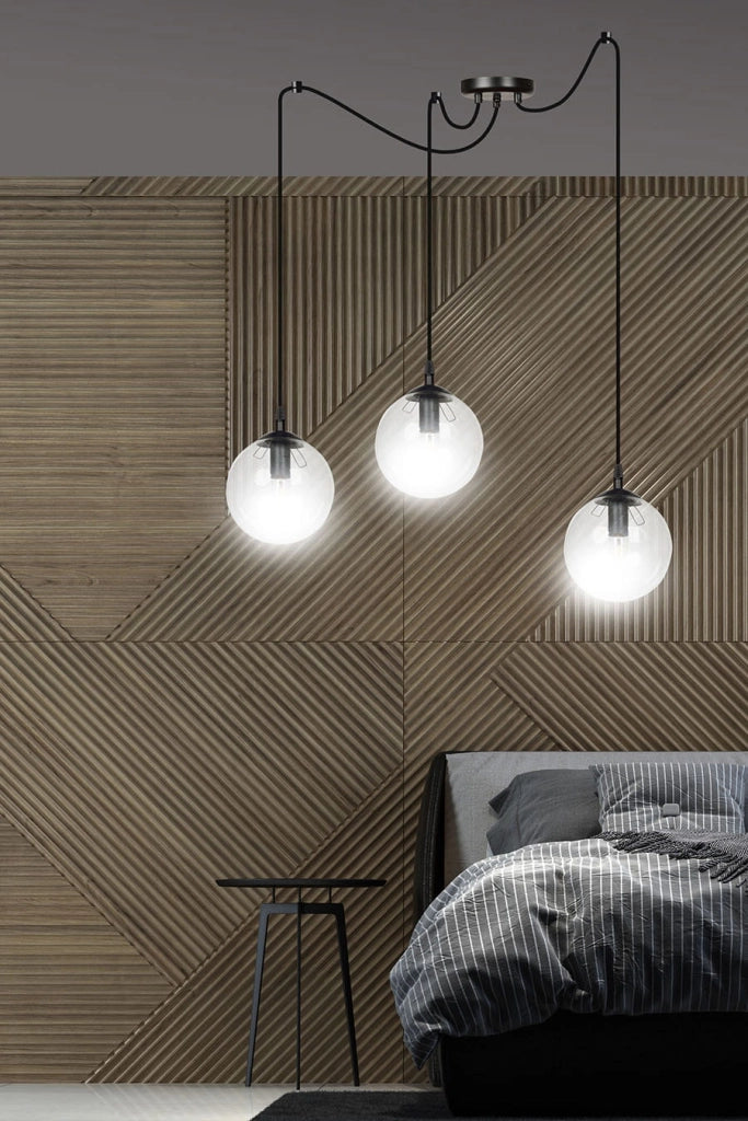 Lampadario Emibig GIGI 3 nero trasparente 3xE14 vetro