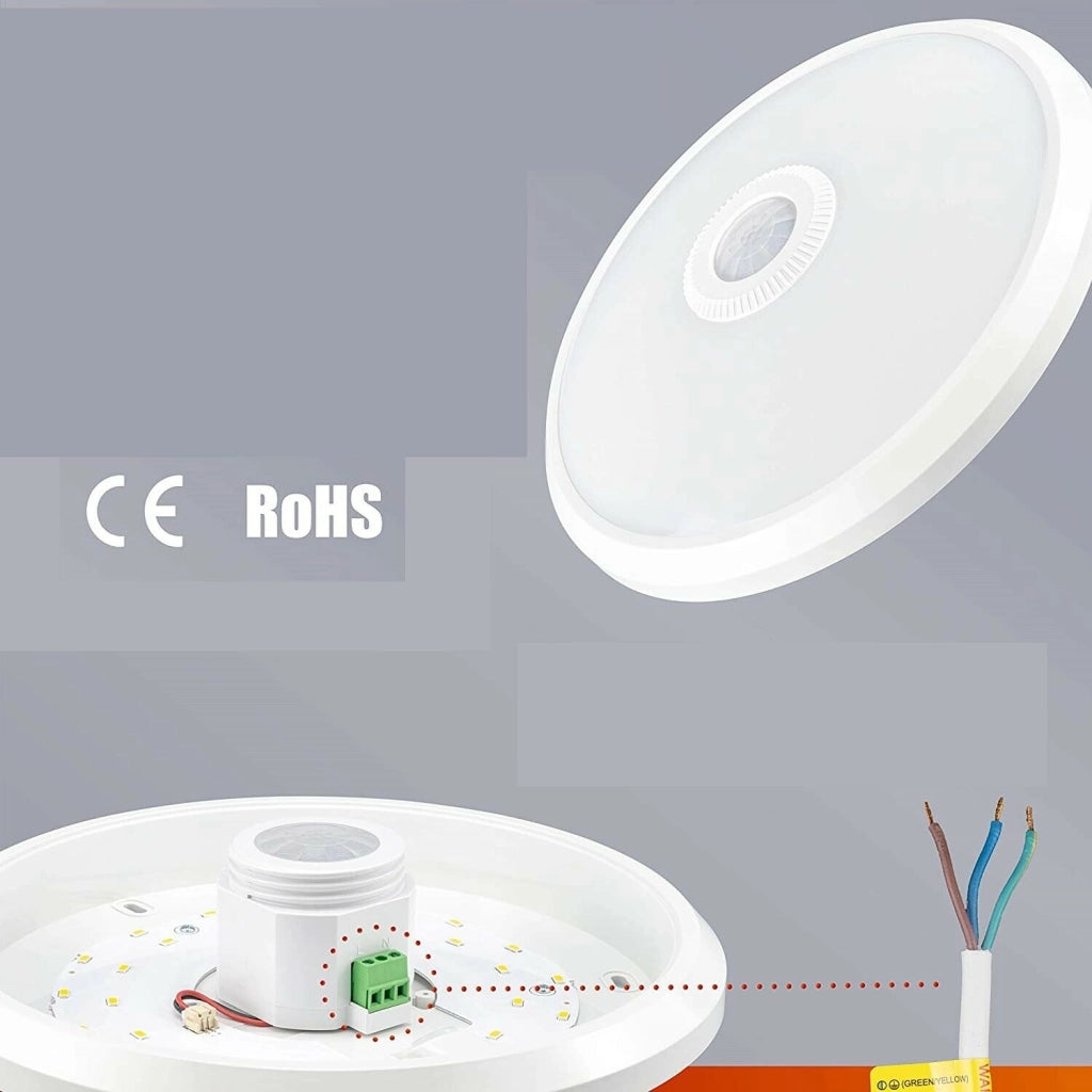 Plafoniera Con Sensore di Movimento da 15W Led Luce Bianca Fredda 6500K Soffitto
