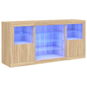 Credenza | Madia | Buffet da pranzo | Armadio da pranzo con Luci LED Rovere Sonoma 142,5x37x67 cm