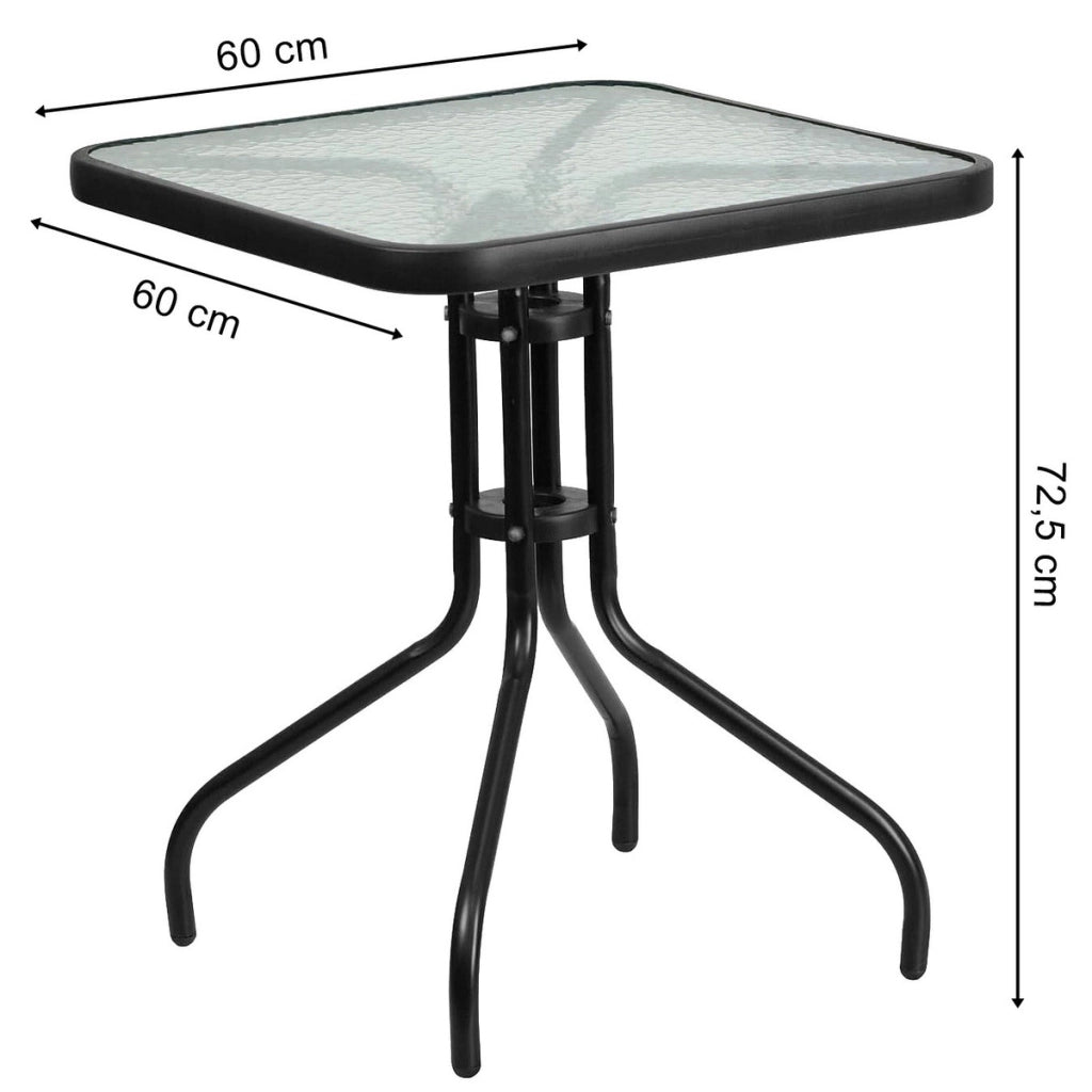 Set Bistro Island con Tavolo Quadrato e 2 Sedie Sofia in Metallo e Textilene