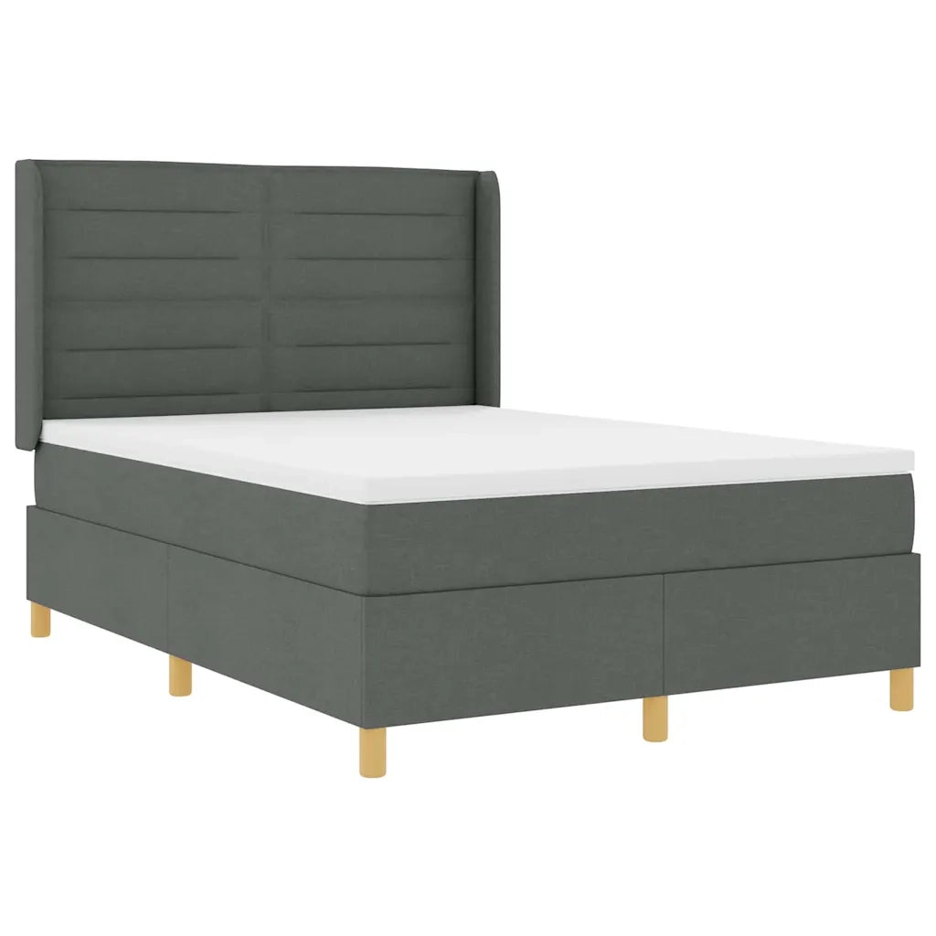 Letto a molle con materasso Grigio 140 x 190 cm Tessuto