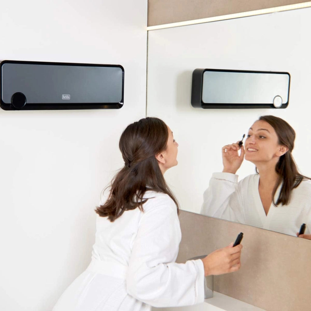 Black + decker bxwsh2000e - termoventilatore ceramico da parete, adatto per bagni, con termostato elettronico, programmatore, timer e telecomando. display led, sistema ptc e oscillazione automatica