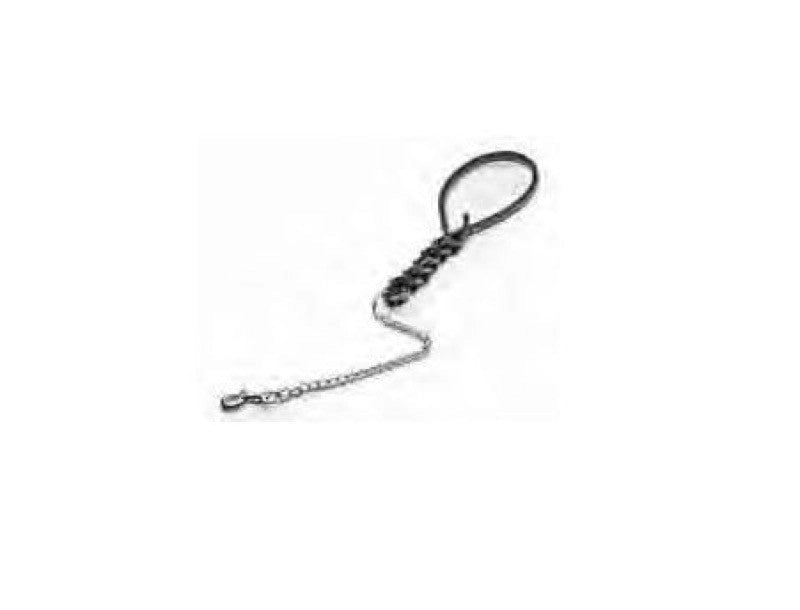 GUINZAGLIO IN CUOIO TRIPLA TRECCIA CM.60 CATENA E MOSCHETTONE
