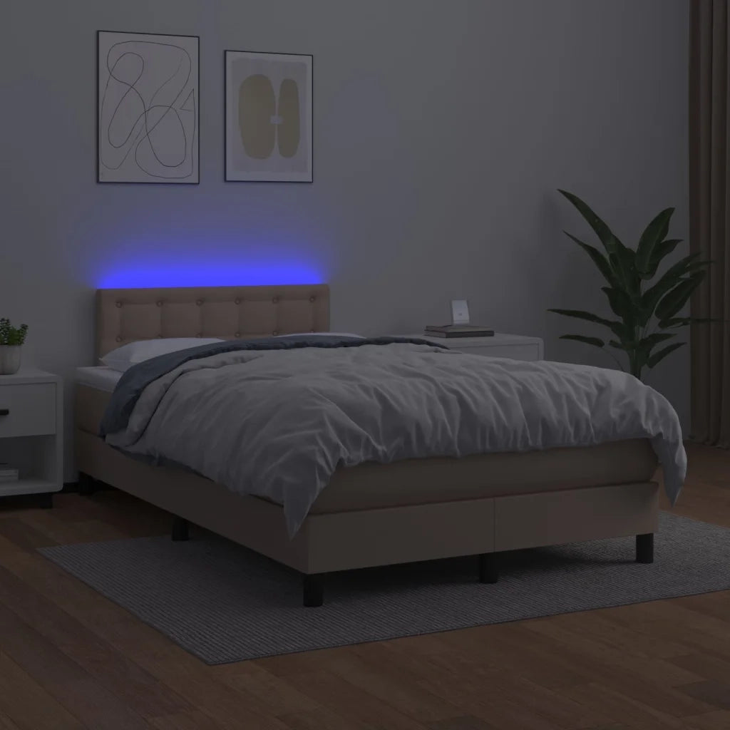 Giroletto Molle Materasso e LED Cappuccino 120x200cm Similpelle 3134218