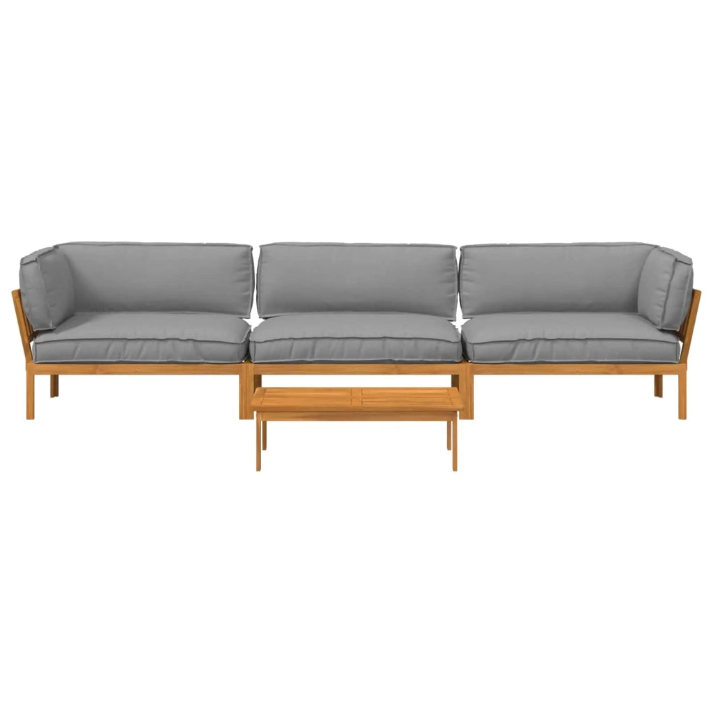 Set di divani con cuscino 4 pcs Grigio Legno di Acacia Massello
