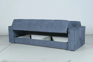 Naturno, Divano Letto 3 Posti Contenitore, 231x99 cm blu