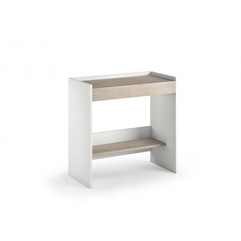 Scrivania home office 80x40 con cassetto e ripiano estensibile piano rovere bianco - Terraneo