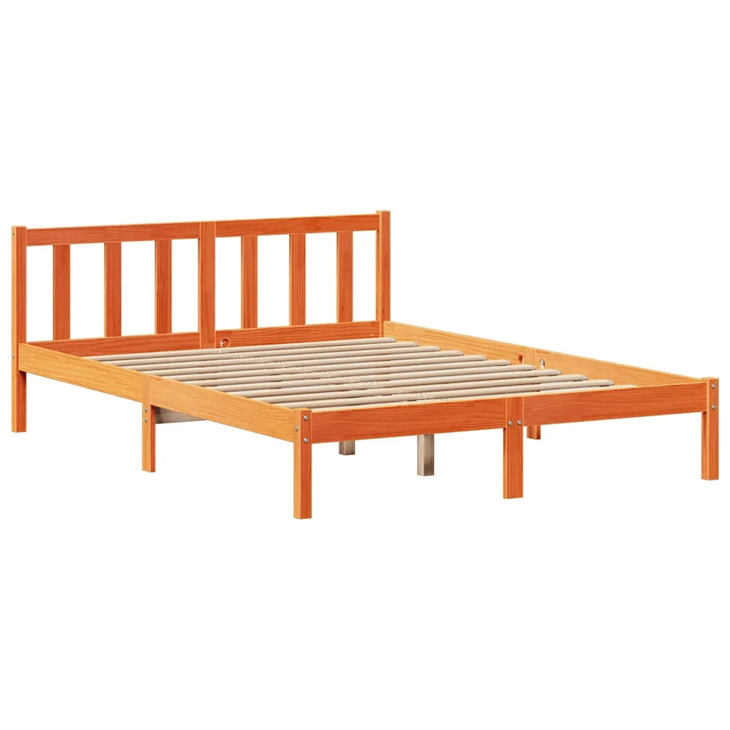 Letto Libreria senza Materasso Marrone Cera 150x200 cm in Pino 3321672