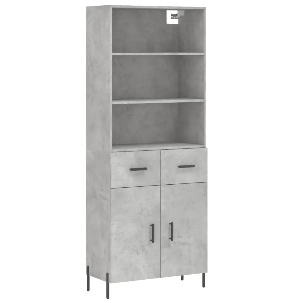 Credenza-Buffet-Armadio da cucina Grigio Cemento 69,5x34x180 cm in Legno Multistrato 480417