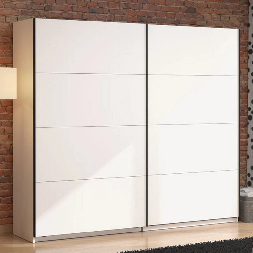Armadio Camera da Letto Salemi, Guardaroba Grande Appendiabiti, 245x217.5h cm Bianco Opaco