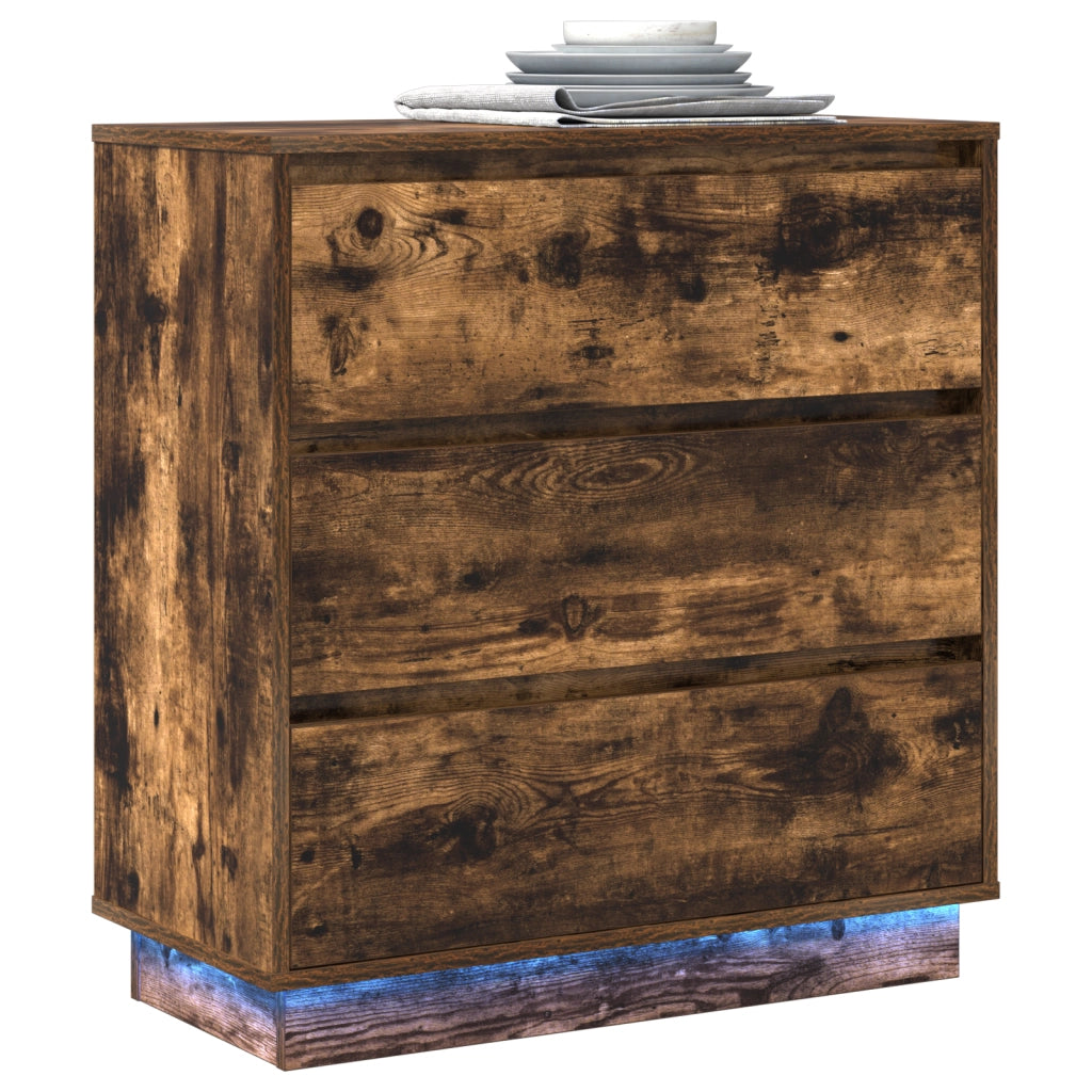 Comodino con LED Rovere affumicato 71x34.5x75 cm Legno ingegnerizzato