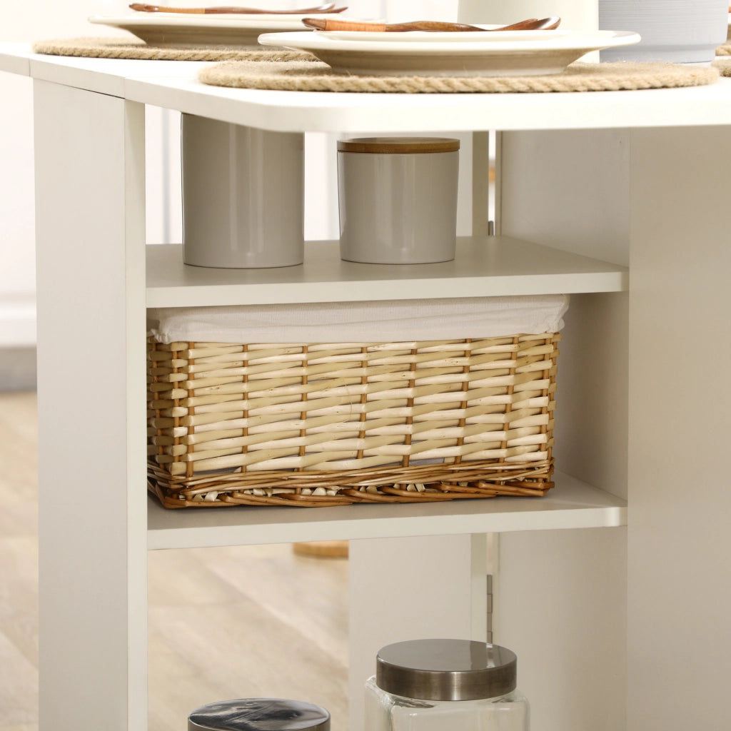 Tavolo da cucina a ribalta con cassetti e armadietto ¨C zephmum ¨C Bianco 120x80x75 cm