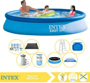 Piscina per l'Esterno Easy Set - Piscina Inflabile - 366x76 cm - Incluso Ombrellone Solare Pro, Kit di Manutenzione, Filtro, Telo di Copertura, Mat Mat Solare, Trappola e Vasca per i Piedi