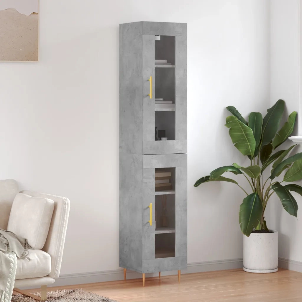 Credenza | Madia | Buffet da pranzo | Armadio da pranzo Grigio Cemento 34,5x34x180 cm in Legno Multistrato
