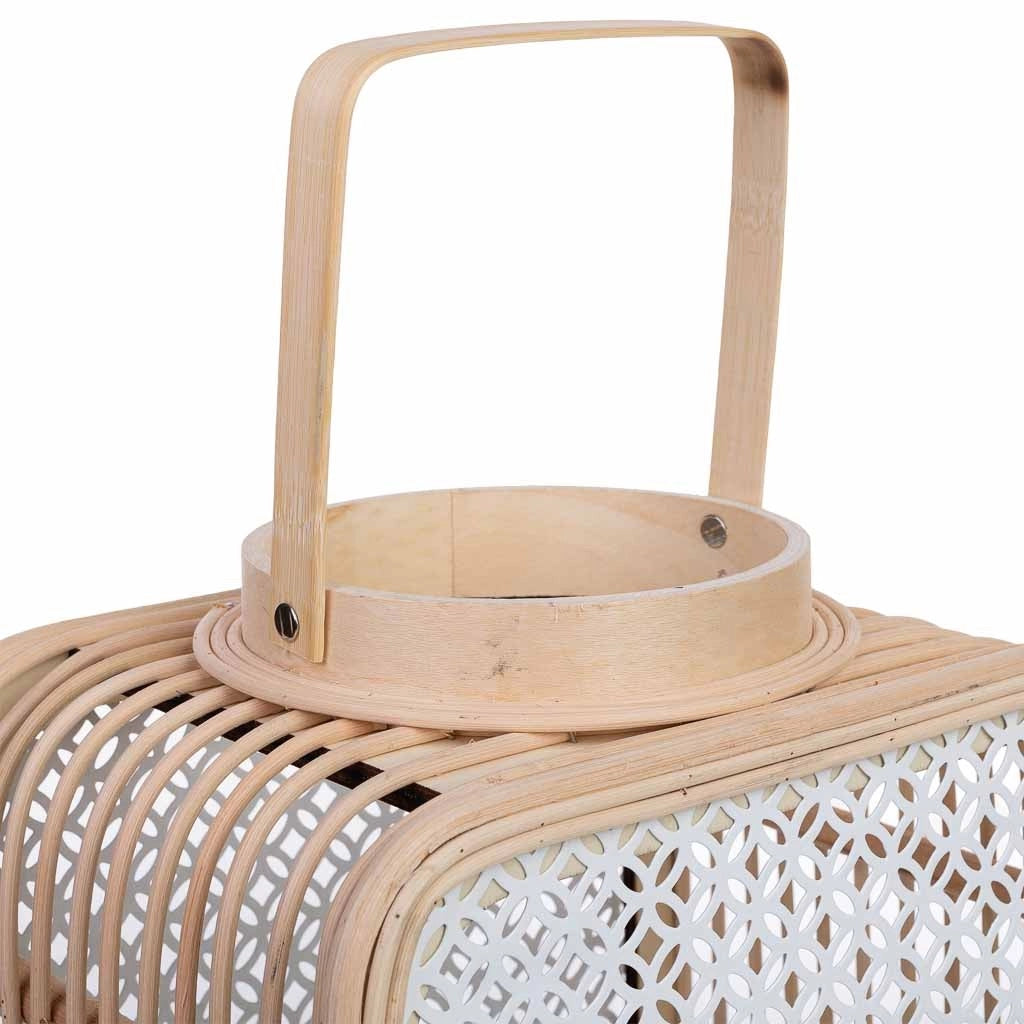 Lanterna in rattan e metallo con vetro 24x19x28h cm