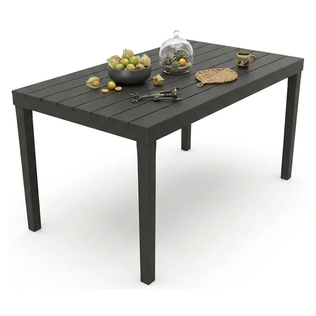 Asar, Tavolo da Esterno 10 Posti Made in Italy, 80x138x72h cm Nero Antracite