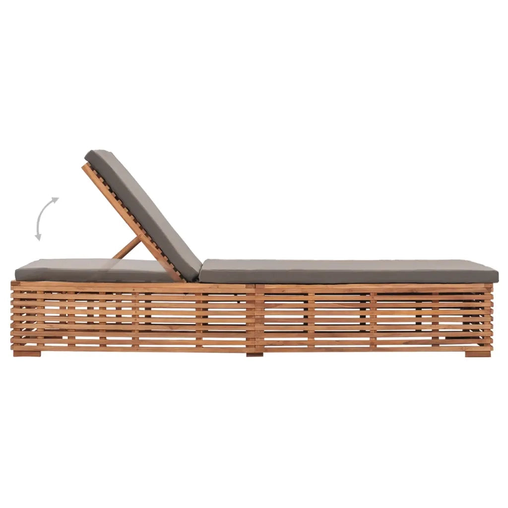 Lettino Prendisole con Cuscino Grigio Scuro in Legno di Teak 316038