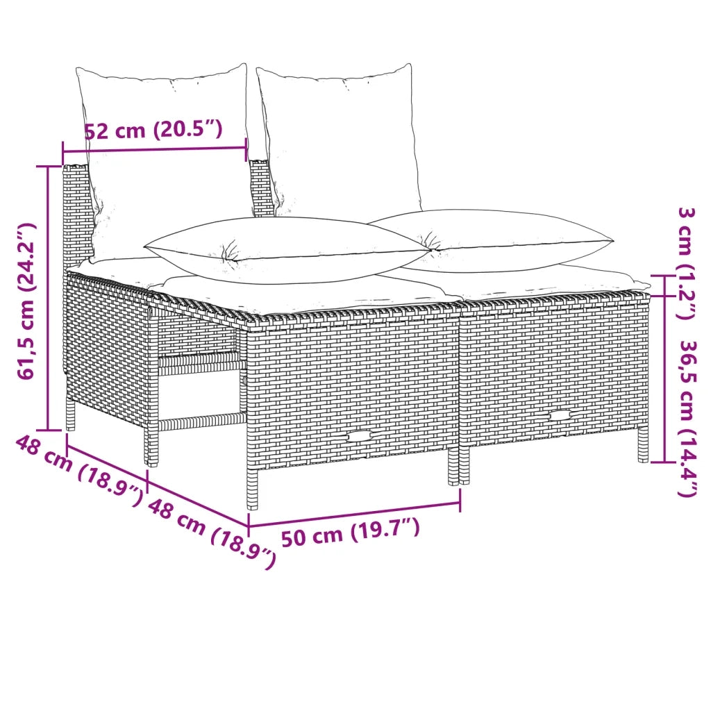 Set Divano da Giardino 5 pz con Cuscini Marrone in Polyrattan