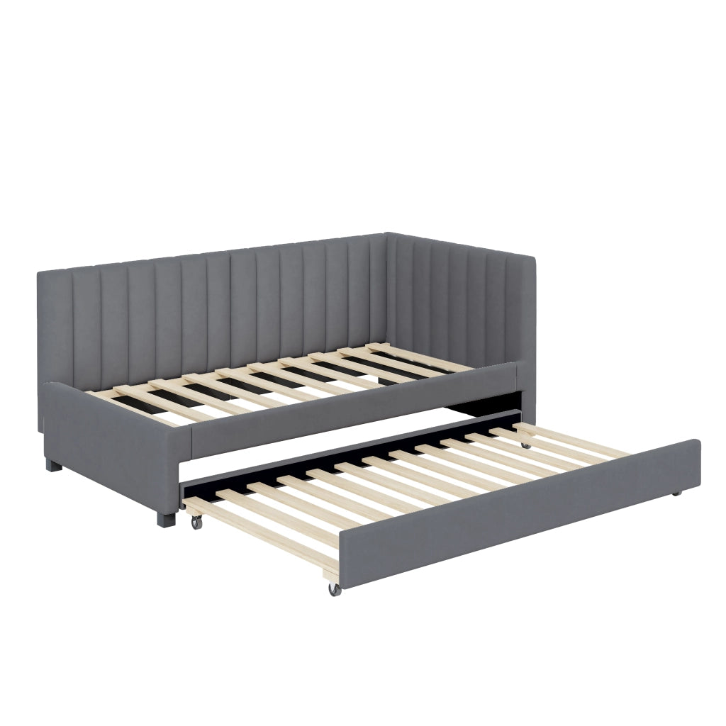 Letto sofa estraibile in velluto grigio 90x200 cm