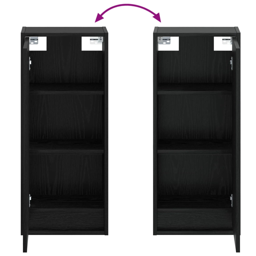 Mobile lavabo da parete Rovere Nero 35 x 20 x 81 cm