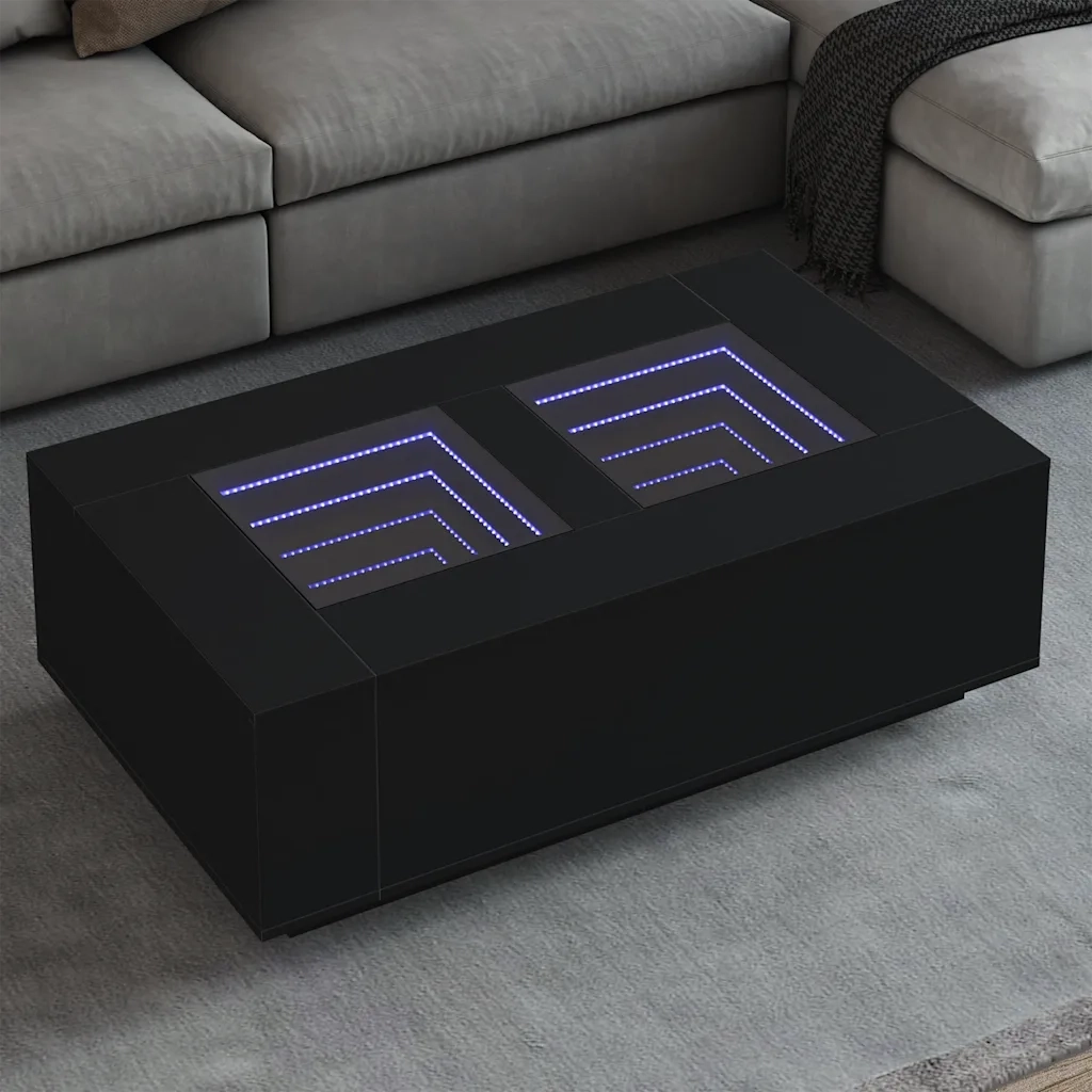 Tavolino da salotto | Tavolino da caff¨¨ | Tavolino da Soggiorno con LED Infinity Nero 116x69x40 cm