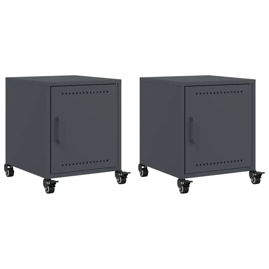 Set di 2 Comodini | Armadio da Notte | Mobiletto da notte Antracite 36x39x43,5 cm in Acciaio