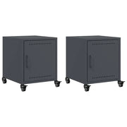 Set di 2 Comodini | Armadio da Notte | Mobiletto da notte Antracite 36x39x43,5 cm in Acciaio