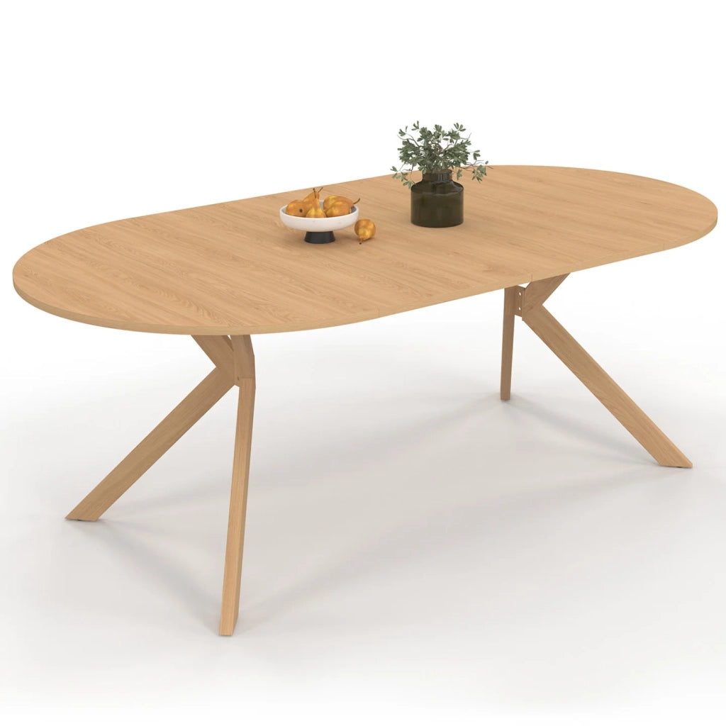 IDMarket - ALIX Tavolo da pranzo rotondo allungabile per 4-10 persone con gamba a ragno effetto faggio 110-200 cm