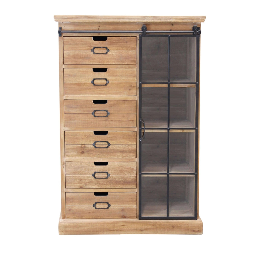 Cassettiera con anta scorrevole in Legno Metallo cm 82x39 5x123 - BRENNAN