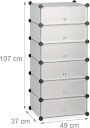 Scarpiera/scaffale/contenitore per scarpe modulare in plastica per 12 paia di scarpe trasparente 13_0001661