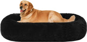 Cuscino per cani in forma di donut con supporto per gatti, 100 cm Ø, nero, lavabile