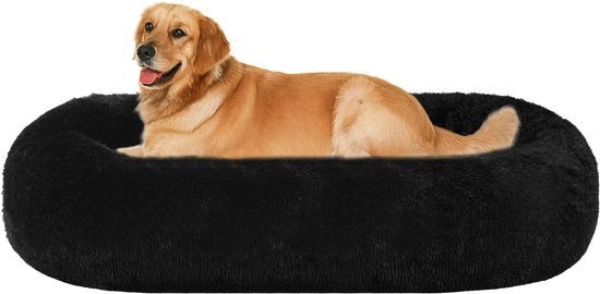 Cuscino per cani in forma di donut con supporto per gatti, 100 cm Ø, nero, lavabile