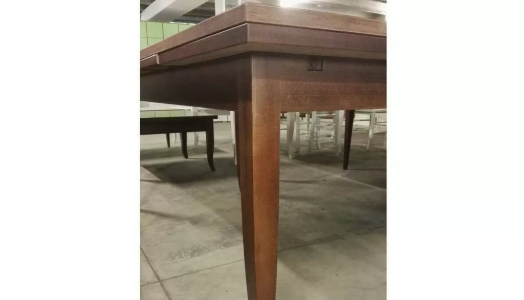 Tavolo rettangolare allungabile legno classico noce arte povera 130 x 85 (13 sciabola) - Mobili 2G