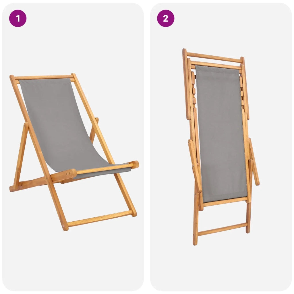 Sedia da Giardino | Sedia da spiaggia Grigio Chiaro Legno di teak solido
