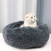 Letto per animali in forma di donut, per gatti e piccoli e medi cani, facile da pulire, colore grigio scuro