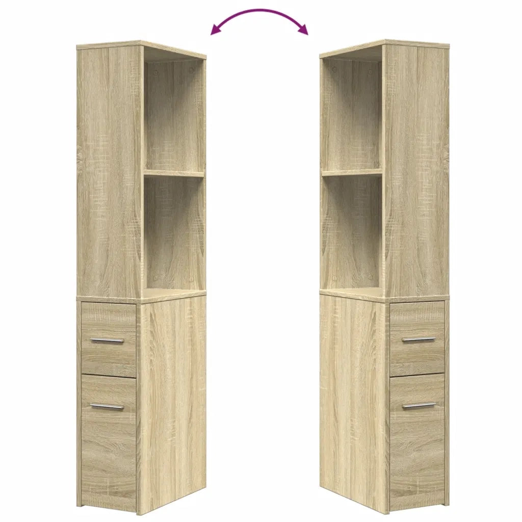 vidaXL Armadietto da Bagno Stretto con Ruote Rovere Sonoma Truciolato
