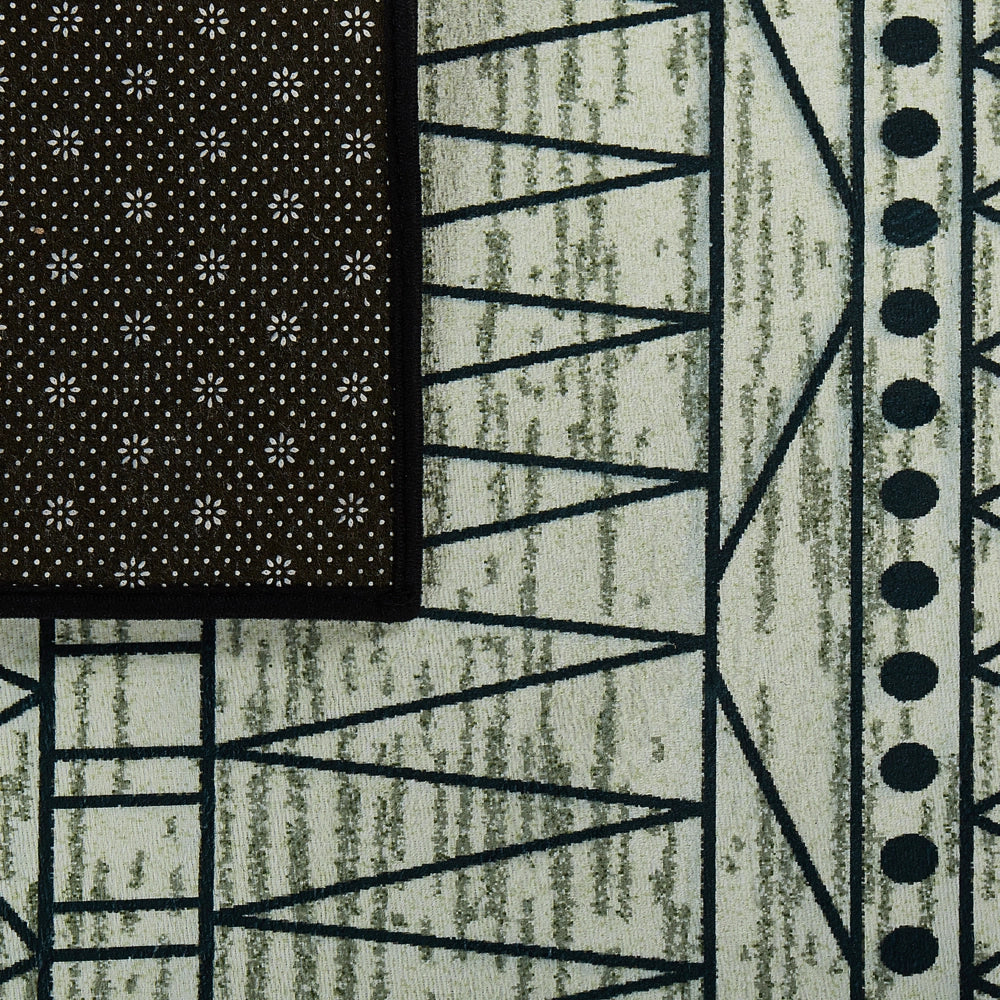 Tappeto Nero e grigio poliestere 160 x 230 cm a pelo corto motivo geometrico