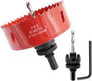 Set di fori con perforatrice a mano pesante 100 mm - Materiale: legno/alumini/PVC - Lame M42 HSS/Kobalt - Blocco di sicurezza - Scarico rapido - Resistente agli urti - Set di fori con perforatrice