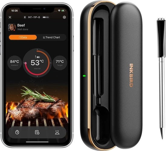 Termometro di carne Bluetooth per BBQ - Termometro di carne senza fili con applicazione INT-11P-B