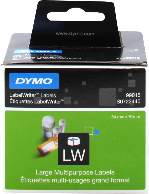 DYMO LW etichette multiuso originali / 54 mm x 70 mm / 12 rotoli da 220 etichette facilmente staccabili / autoadesive / per etichettatrici LabelWriter