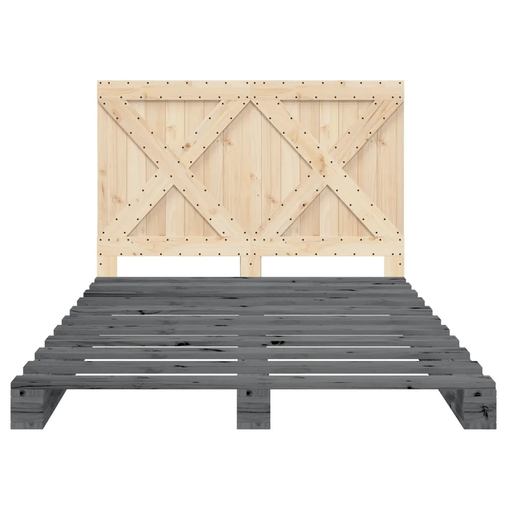Giroletto senza Materasso Grigio 160x200 cm Legno Massello Pino 3281583
