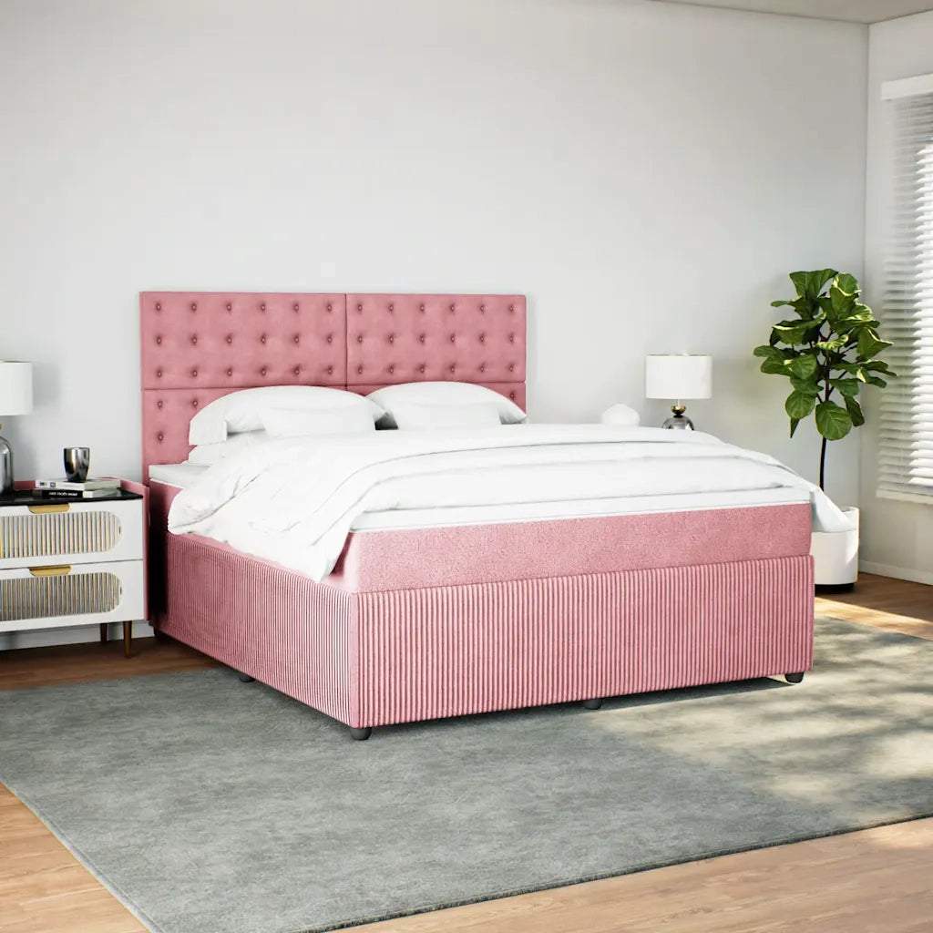 Giroletto a Molle con Materasso Rosa 180x200 cm in Velluto 3294723