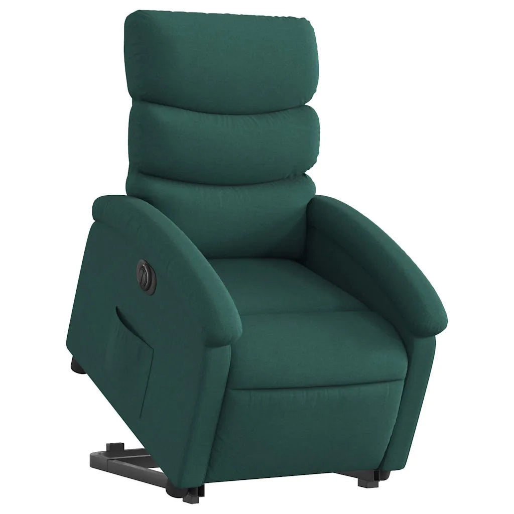 Poltrona Alzapersona Reclinabile Elettrica Verde Scuro Tessuto 3204008
