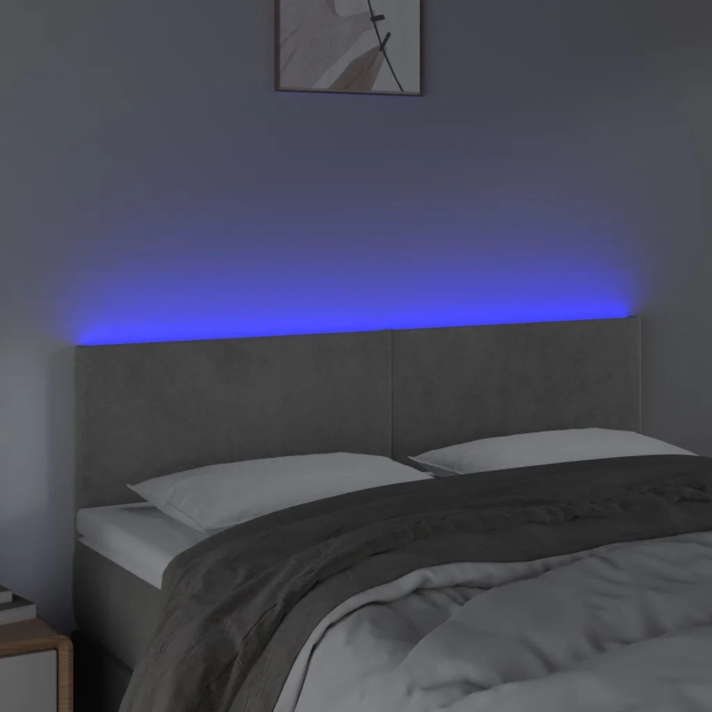 Testiera | Testata a LED Grigio Chiaro 144x5x78/88 cm in Velluto