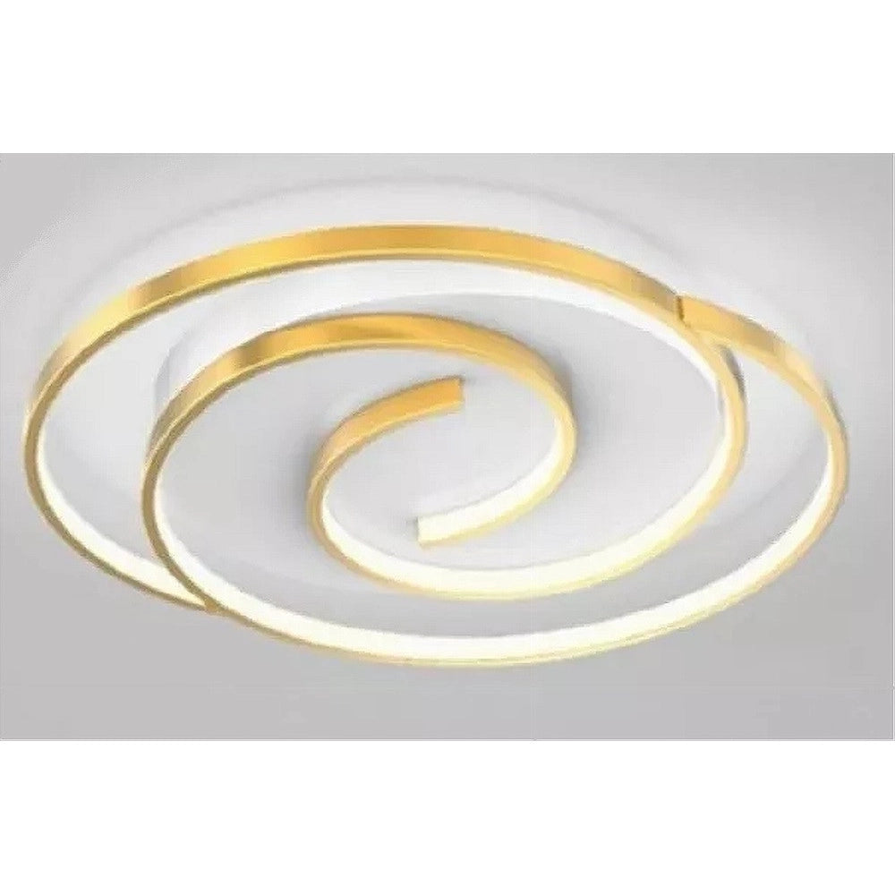 Trade Shop - Plafoniera Led 45w Cerchio Spirale Vortice Oro Lampadario Soffitto Luce 6500k 70647 -