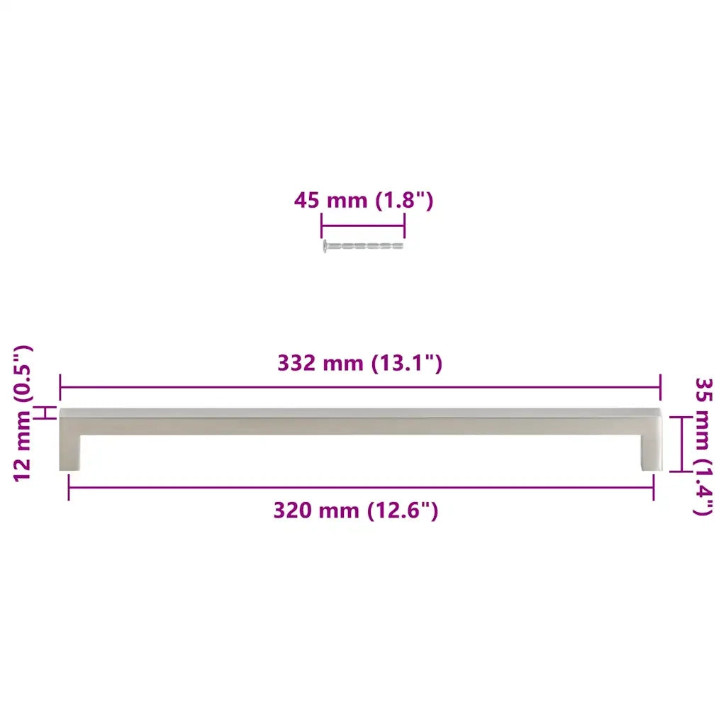 Maniglie per Mobili 5pz Argento 320mm in Acciaio Inox 155386