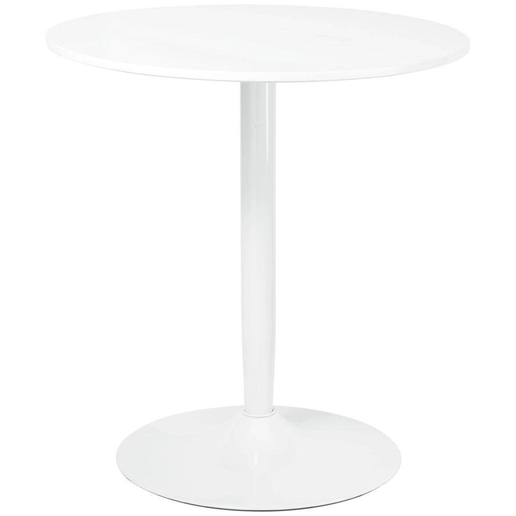 Tavolino Ø70x75 cm in MDF e Acciaio Bianco