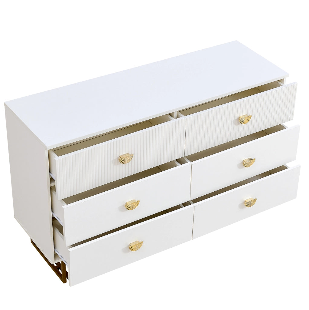 Sideboard moderno con 6 cassetti; 120x40x75 cm; bianco in MDF