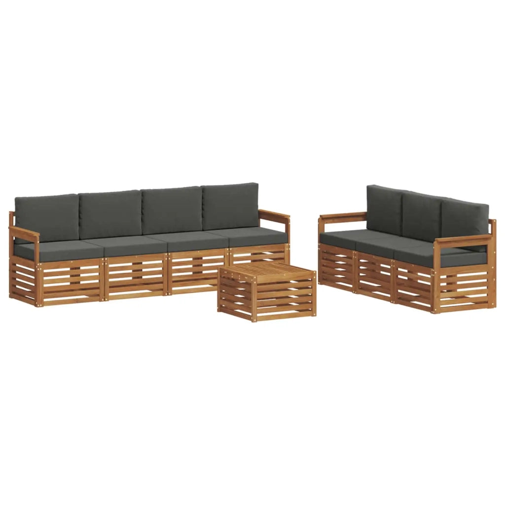 Set divani 8 pcs Naturale e Antracite Legno di Acacia Massello 3374477